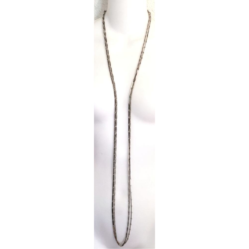 Celebrity NY 52" Vintage Silvertone 2 Strand Rope Lariat Length Chains Necklace